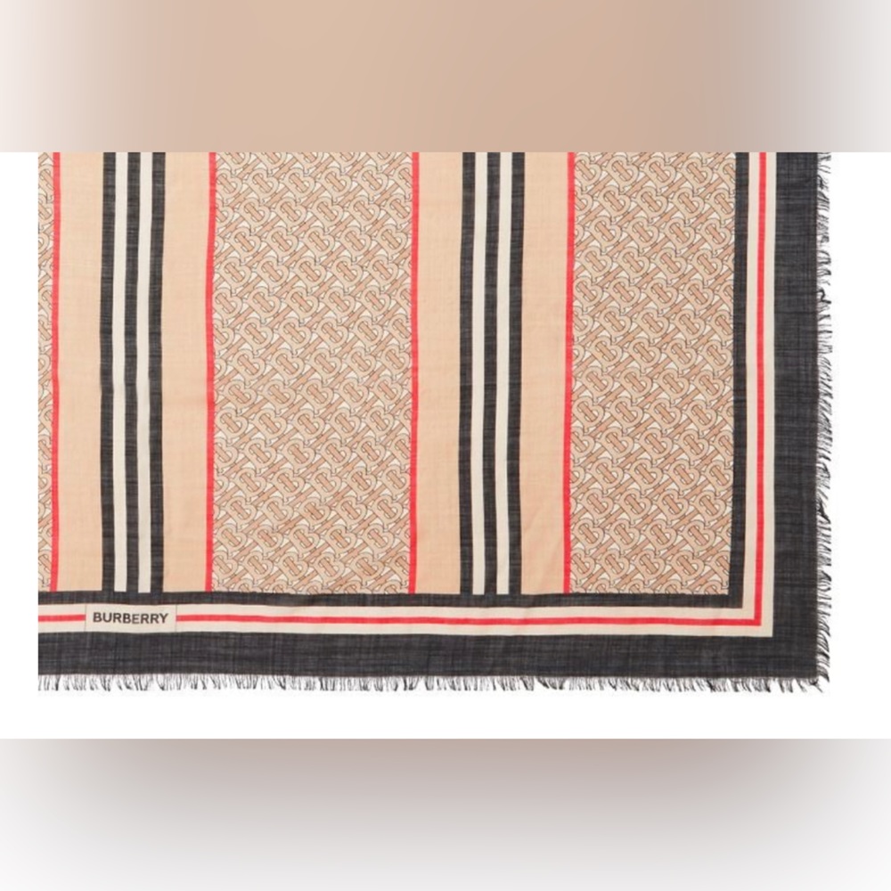 SOLD - Burberry TB Monogram Scarf - Picture 3 of 5